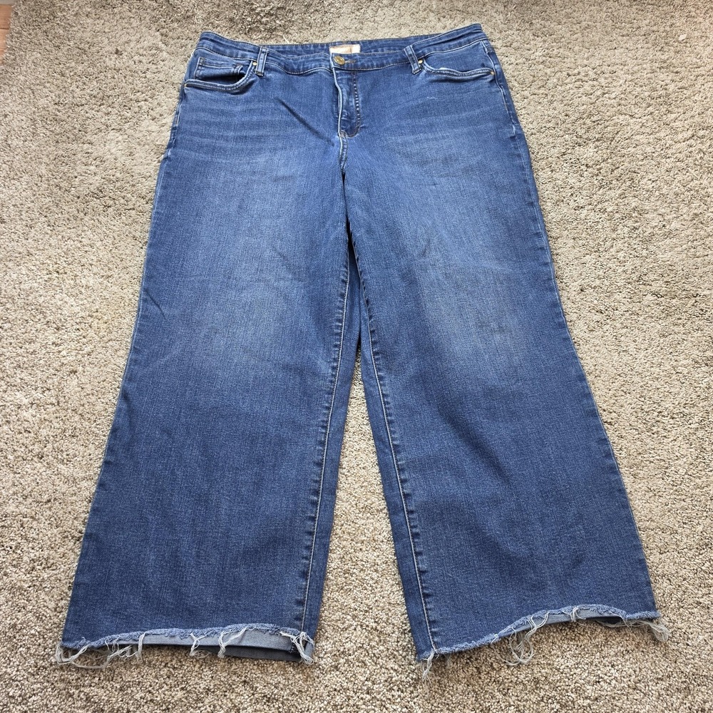KUT From The Kloth Jeans Womens 18W Blue Wide Leg Relaxed Crop Denim 38x26.5